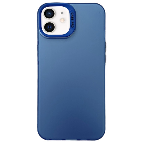 Semi Transparent Frosted PC Phone Case for iPhone 12 - Blue