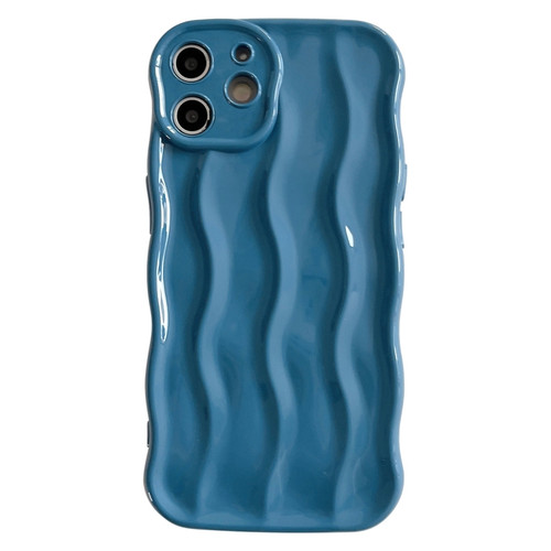Wave Texture Bright TPU Phone Case for iPhone 12 - Sea Blue