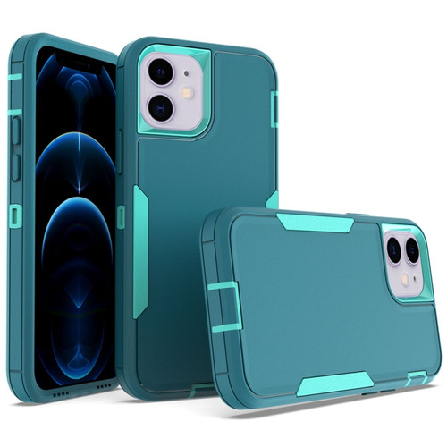 2 in 1 Magnetic PC + TPU Phone Case for iPhone 12 - Blue+Blue Green