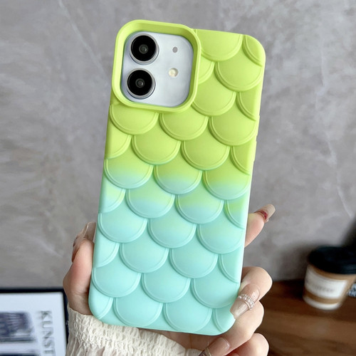 Gradient Mermaid Scale Skin Feel Phone Case for iPhone 12 - Blue Green