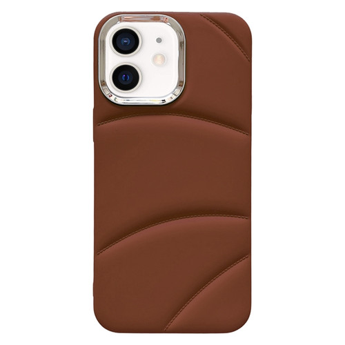 Electroplating Liquid Down Jacket TPU Phone Case for iPhone 12 - Brown