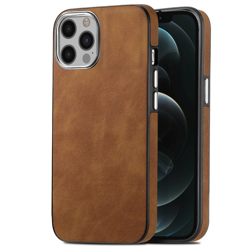 Skin-Feel Electroplating TPU Shockproof Phone Case for iPhone 12 - Brown