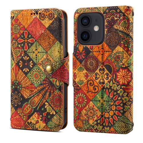 Denior Flower Language Series Cork Fabric Oil Edge Leather Phone Case for iPhone 12 - Autumn