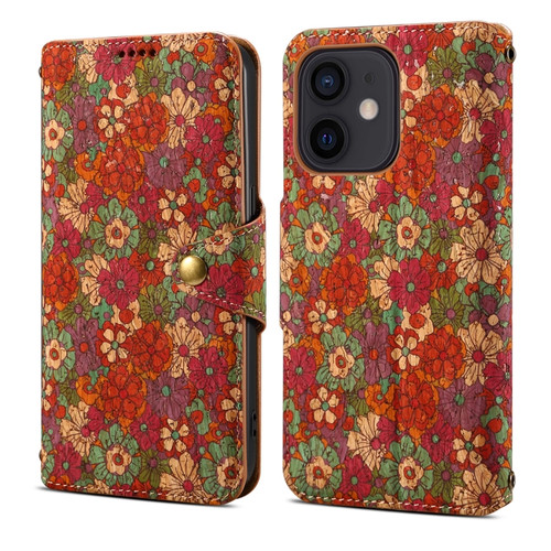 Denior Flower Language Series Cork Fabric Oil Edge Leather Phone Case for iPhone 12 - Summer