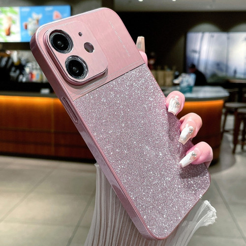 Metallic Glitter Powder Shockproof Phone Case for iPhone 12 - Pink