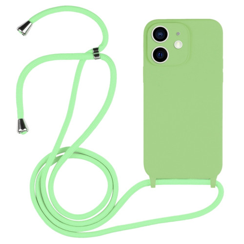 Crossbody Lanyard Liquid Silicone Case for iPhone 12 - Matcha Green