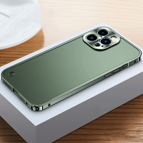 Metal Frame Frosted Case for iPhone 12 - Dark Green