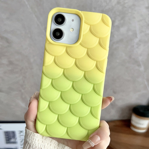 Gradient Mermaid Scale Skin Feel Phone Case for iPhone 12 - Green Yellow