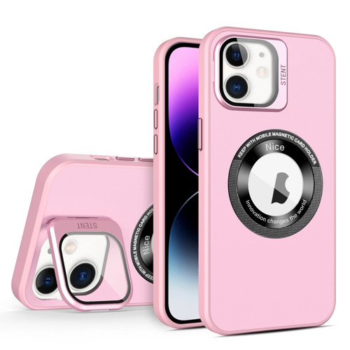 Skin Feel Magnifier MagSafe Lens Holder Phone Case for iPhone 12 - Pink