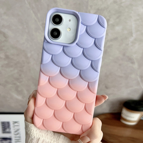 Gradient Mermaid Scale Skin Feel Phone Case for iPhone 12 - Pink Purple