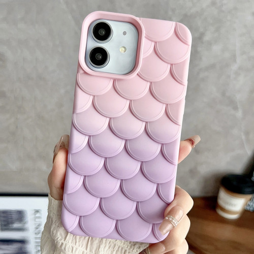 Gradient Mermaid Scale Skin Feel Phone Case for iPhone 12 - Purple Pink