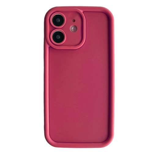 Fine Hole Shockproof Frame Frosted TPU Phone Case for iPhone 12 - Claret Red