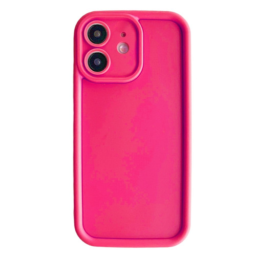 Fine Hole Shockproof Frame Frosted TPU Phone Case for iPhone 12 - Rose Red