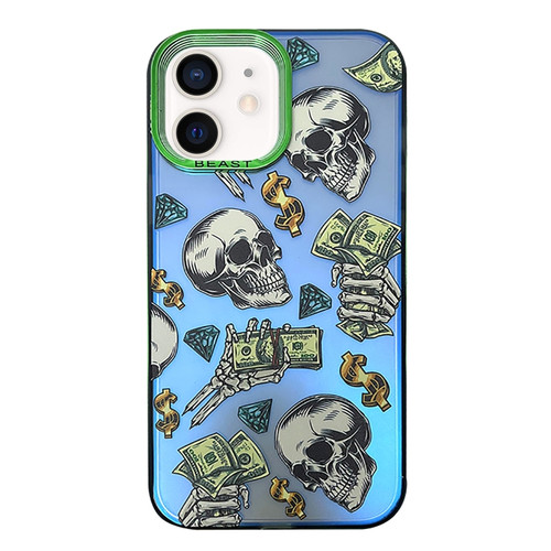 Aurora Series Painted Pattern Phone Case for iPhone 12 - Skull