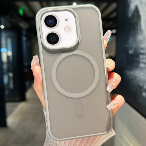 Transparent TPU Hybrid PC Magsafe Phone Case for iPhone 12 - Grey
