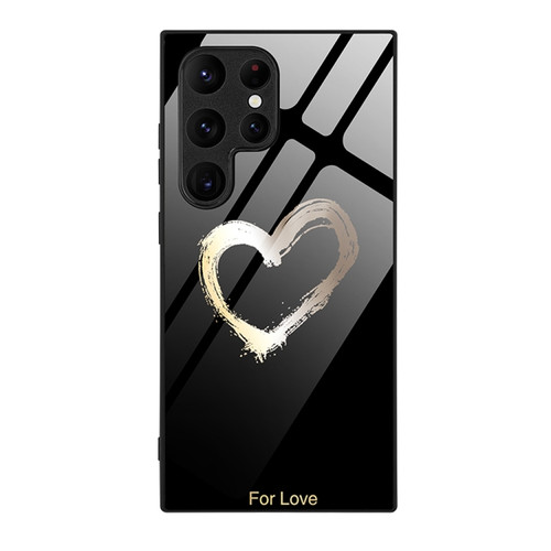 Colorful Painted Glass Phone Case for Samsung Galaxy S24 Ultra 5G - Black Love