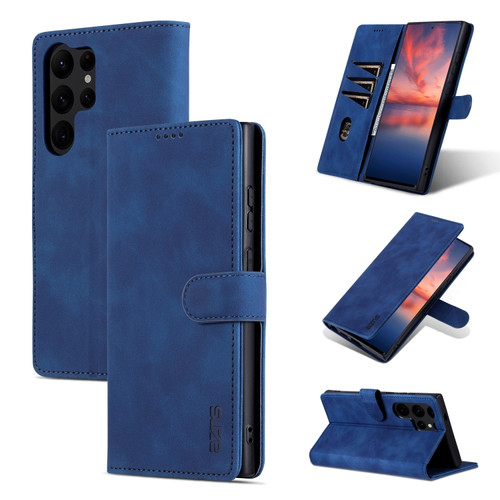 AZNS Skin Feel Calf Texture Flip Leather Phone Case for Samsung Galaxy S24 Ultra 5G - Blue