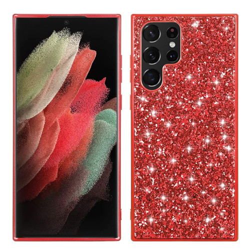 Glitter Powder TPU Phone Case for Samsung Galaxy S24 Ultra 5G - Red