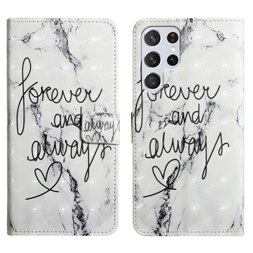 Oil Embossed 3D Drawing Leather Phone Case for Samsung Galaxy S24 Ultra 5G - Words Marble