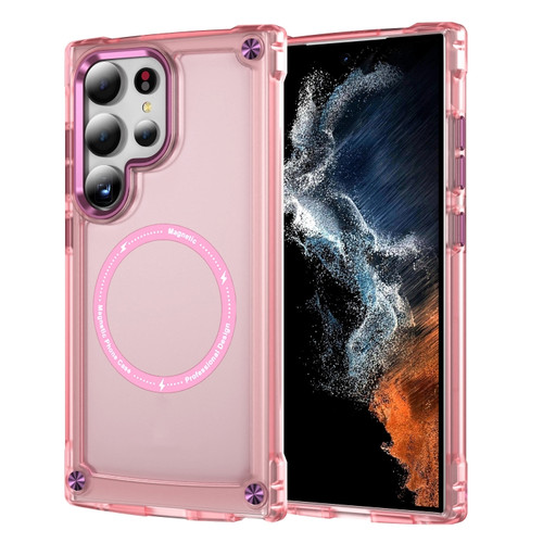 Skin Feel TPU + PC MagSafe Magnetic Phone Case for Samsung Galaxy S24 Ultra 5G - Transparent Pink