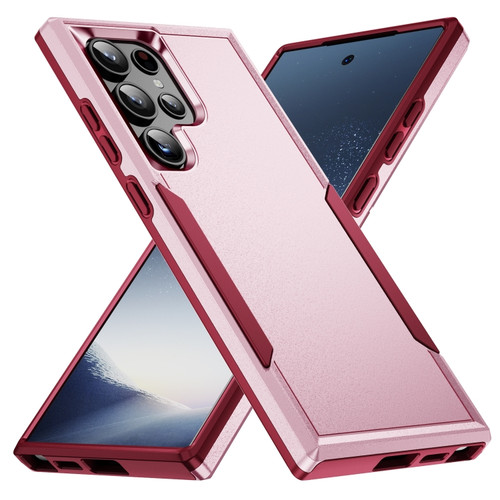 Pioneer Armor Heavy Duty PC + TPU Phone Case for Samsung Galaxy S24 Ultra 5G - Pink+Rose Red