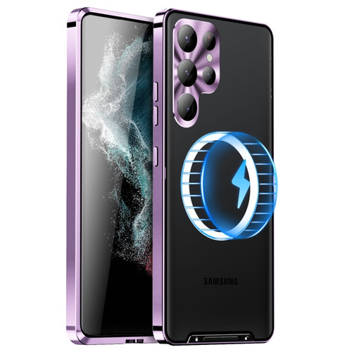 MagSafe Magnetic Frosted Metal Phone Case for Samsung Galaxy S24 Ultra 5G - Purple