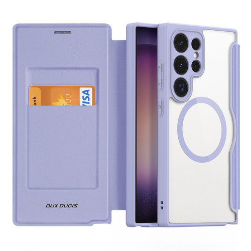 DUX DUCIS Skin X Pro Series Magsafe PC + TPU Phone Leather Case for Samsung Galaxy S24 Ultra 5G - Purple