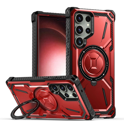 Armor Series Holder Phone Case for Samsung Galaxy S24 Ultra 5G - Red