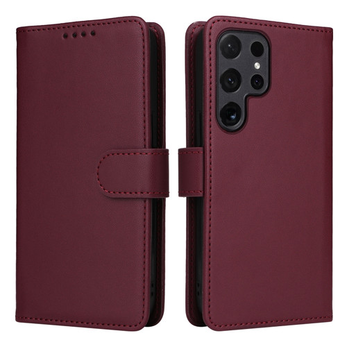 BETOPNICE BN-005 2 in 1 Detachable Imitate Genuine Leather Phone Case for Samsung Galaxy S24 Ultra 5G - Wine Red