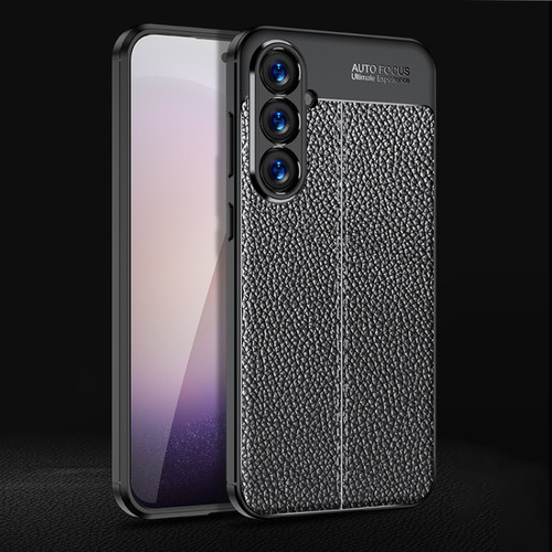 Litchi Texture Shockproof TPU Phone Case for Samsung Galaxy S24+ 5G - Black