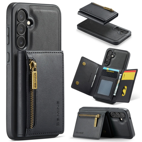 DG.MING M5 Series Zip RFID Multi Card Detachable Leather Phone Case for Samsung Galaxy S24+ 5G - Black