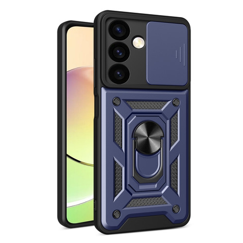 Sliding Camera Cover Design TPU+PC Phone Case for Samsung Galaxy S24+ 5G - Blue