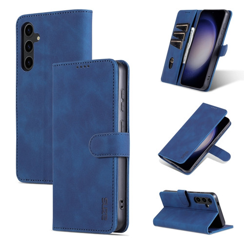 AZNS Skin Feel Calf Texture Flip Leather Phone Case for Samsung Galaxy S24+ 5G - Blue