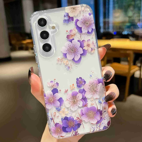 Electroplated Symphony Phone Case for Samsung Galaxy S24+ 5G - White Purple Flower