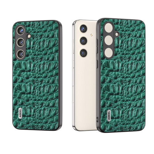 ABEEL Genuine Leather Sky Series Phone Case with Holder for Samsung Galaxy S24+ 5G - Green