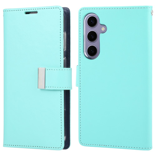 GOOSPERY RICH DIARY Crazy Horse Texture Leather Phone Case for Samsung Galaxy S24+ 5G - Mint Green