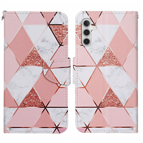 Colored Drawing Pattern Leather Phone Case for Samsung Galaxy S24+ 5G - Marble