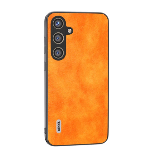 ABEEL Dual Color Lichi Texture PU Phone Case for Samsung Galaxy S24+ 5G - Orange