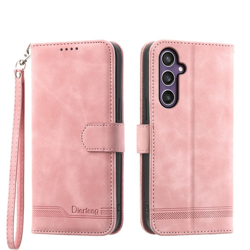 Dierfeng Dream Line TPU + PU Leather Phone Case for Samsung Galaxy S24+ 5G - Pink