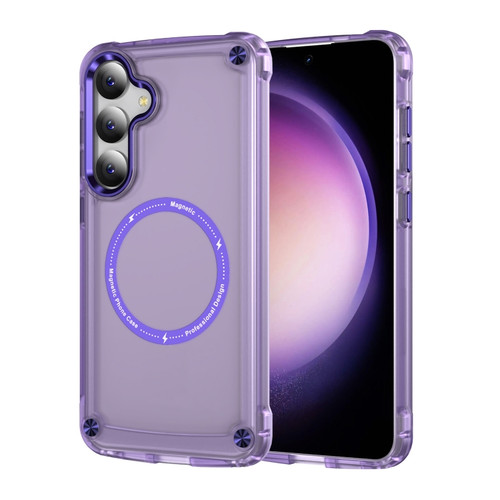 Skin Feel TPU + PC MagSafe Magnetic Phone Case for Samsung Galaxy S24+ 5G - Transparent Purple