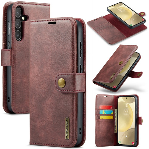 DG.MING Crazy Horse Texture Detachable Magnetic Leather Case for Samsung Galaxy S24+ 5G - Red