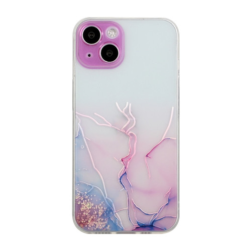 Hollow Marble Pattern TPU Straight Edge Phone Case for iPhone 15 - Pink