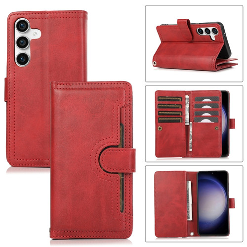 Wristband Card Slot Leather Phone Case for Samsung Galaxy S24+ 5G - Red