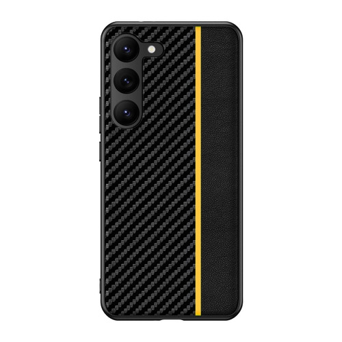 Ultra-thin Carbon Fiber Texture Splicing Phone Case for Samsung Galaxy S24+ 5G - Yellow