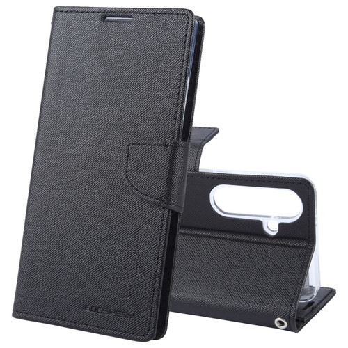 GOOSPERY FANCY DIARY Cross Texture Leather Phone Case for Samsung Galaxy S24 5G - Black