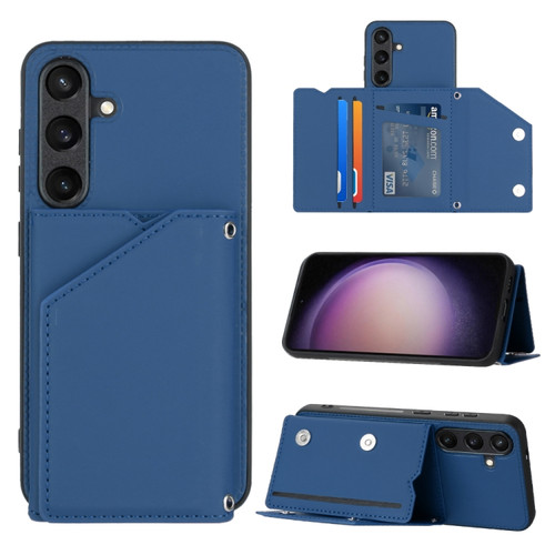 Skin Feel PU + TPU + PC Card Slots Phone Case for Samsung Galaxy S24 5G - Royal Blue