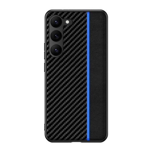 Ultra-thin Carbon Fiber Texture Splicing Phone Case for Samsung Galaxy S24 5G - Blue