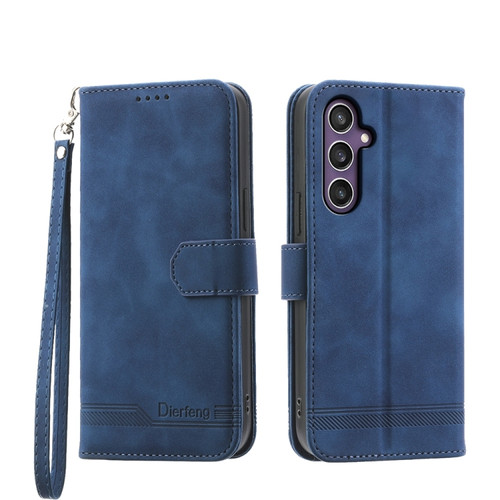Dierfeng Dream Line TPU + PU Leather Phone Case for Samsung Galaxy S24 5G - Blue