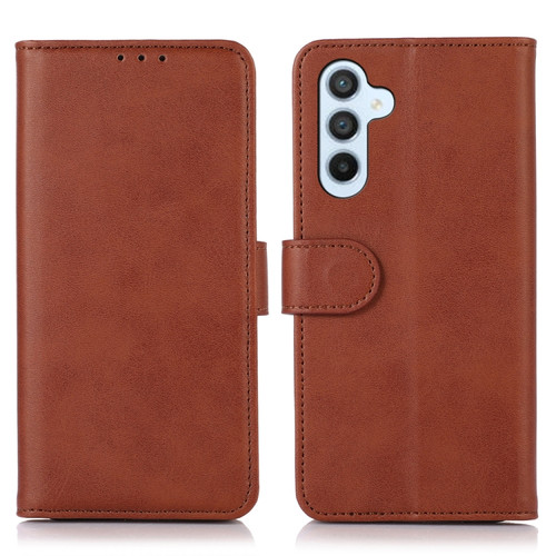 Cow Texture Leather Phone Case for Samsung Galaxy S24 5G - Brown