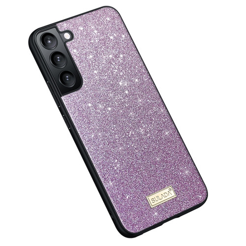 SULADA Glittery TPU + Handmade Leather Phone Case for Samsung Galaxy S24 5G - Purple